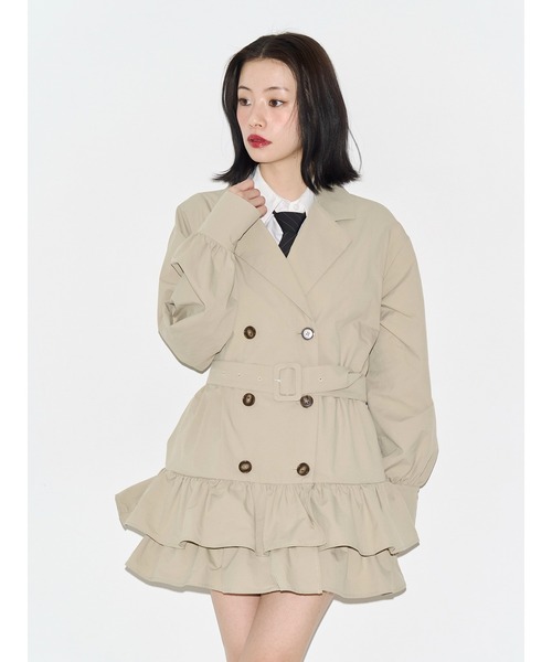 jouetie（ジュエティ）の「ヘムフリルトレンチミニワンピース 春服　レンチコート（ワンピース・レディース・グレー/レッド/ベージュ・MEDIUM）」の15枚目の写真