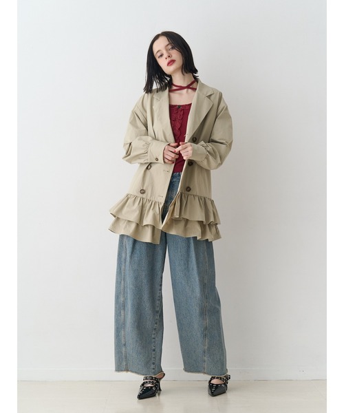 jouetie（ジュエティ）の「ヘムフリルトレンチミニワンピース