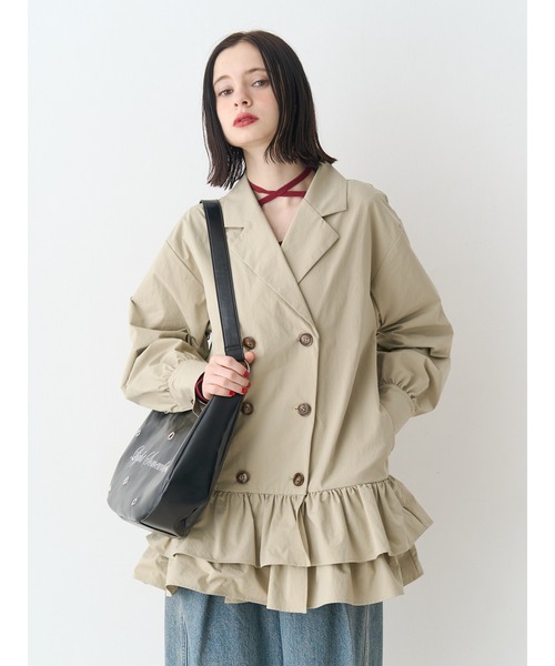 jouetie(ジュエティ)の「ヘムフリルトレンチミニワンピース 春服 赤チェック ベージュ グレー(ワンピース・レディース・グレー/レッド/ベージュ・MEDIUM)」の8枚目の写真