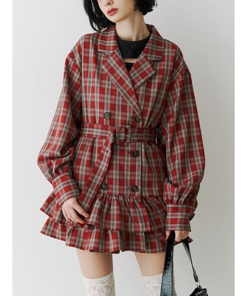 ヘムフリルトレンチミニワンピース 春服 レンチコート（ワンピース