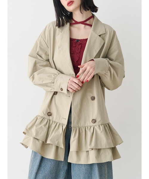 jouetie（ジュエティ）の「ヘムフリルトレンチミニワンピース 春服