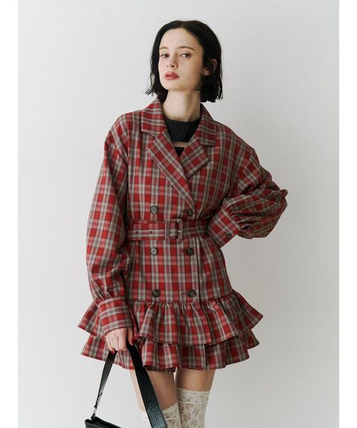 セール】ヘムフリルトレンチミニワンピース 春服 レンチコート