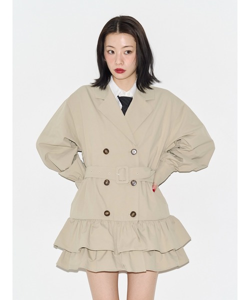 jouetie（ジュエティ）の「ヘムフリルトレンチミニワンピース 春服　レンチコート（ワンピース・レディース・グレー/レッド/ベージュ・MEDIUM）」の13枚目の写真