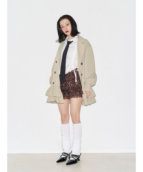 ヘムフリルトレンチミニワンピース 春服 レンチコート（ワンピース