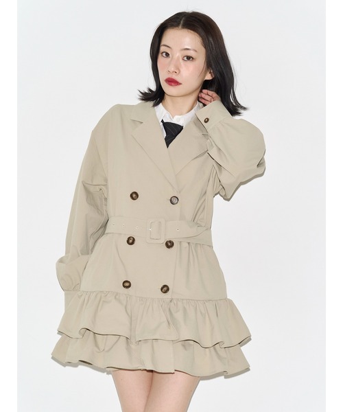 jouetie（ジュエティ）の「ヘムフリルトレンチミニワンピース 春服　レンチコート（ワンピース・レディース・グレー/レッド/ベージュ・MEDIUM）」の14枚目の写真