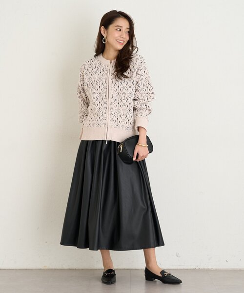 un dix cors（アンディコール）の「《羽織るだけでこなれ感》モールジャガードZipカーディガン（カーディガン/ボレロ・レディース・ホワイト系その他/ライトグレー・FREE）」の11枚目の写真