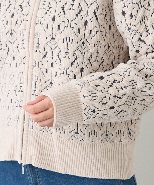 un dix cors（アンディコール）の「《羽織るだけでこなれ感》モールジャガードZipカーディガン（カーディガン/ボレロ・レディース・ホワイト系その他/ライトグレー・FREE）」の16枚目の写真
