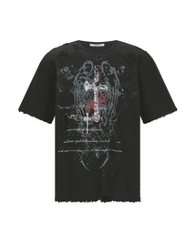 LECYTO（レシト）の「Destroyed Lucid Oversized T-Shirt_[Black]（Tシャツ/カットソー）」