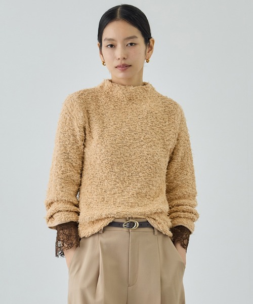 Coohem(コーヘン)の「【COOHEM(コーヘン)】COTTON FANCY YARN HIGH NECK KNIT(ニット/セーター・レディース・キナリ/ベージュ系その他/ダークラベンダー・FREE)」の2枚目の写真