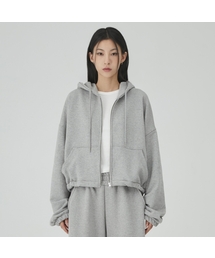 四季オーバーサイズクロップフードジップアップ 3カラー