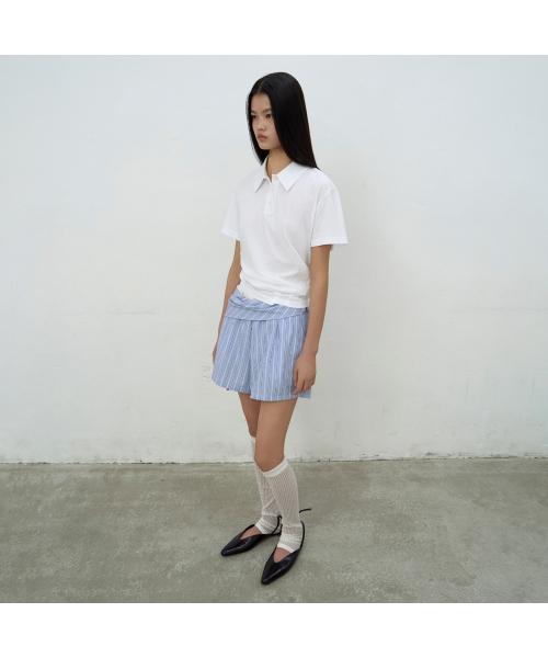 LCDC TM(エルシーディーシーティーエム)の「OPEN COLLAR TOP (WHITE)(Tシャツ/カットソー・レディース・ホワイト・SMALL/MEDIUM)」の2枚目の写真