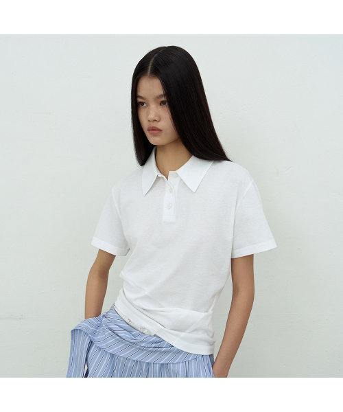 LCDC TM(エルシーディーシーティーエム)の「OPEN COLLAR TOP (WHITE)(Tシャツ/カットソー・レディース・ホワイト・SMALL/MEDIUM)」の4枚目の写真