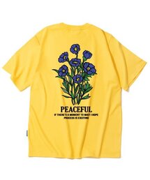 ブルーフラワーバンドルグラフィックTシャツ - イエロー