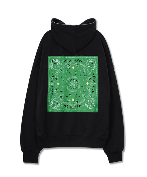 VERSE ONE（バースワン）の「PAISLEY LOGO BANDANA FULL ZIP HOODIE BLACK/GREEN（パーカー・メンズ・その他・LARGE/MEDIUM）」の2枚目の写真