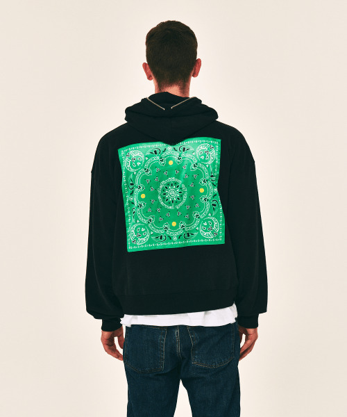VERSE ONE（バースワン）の「PAISLEY LOGO BANDANA FULL ZIP HOODIE BLACK/GREEN（パーカー・メンズ・その他・LARGE/MEDIUM）」の4枚目の写真