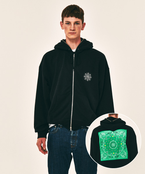 VERSE ONE（バースワン）の「PAISLEY LOGO BANDANA FULL ZIP HOODIE BLACK/GREEN（パーカー・メンズ・その他・LARGE/MEDIUM）」の7枚目の写真