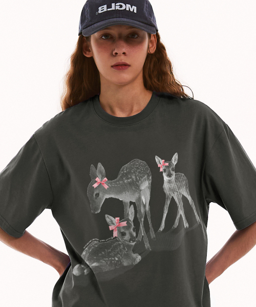 MATCHGLOBE(マッチグローブ)の「リボンシカオーバーサイズTシャツ(ダークグレー)(Tシャツ/カットソー・レディース・その他・FREE)」の3枚目の写真