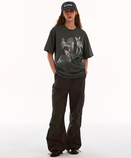 MATCHGLOBE(マッチグローブ)の「リボンシカオーバーサイズTシャツ(ダークグレー)(Tシャツ/カットソー・レディース・その他・FREE)」の4枚目の写真