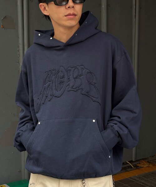 CIAOPANIC（チャオパニック）の「カットレイヤーロゴスタッズプルオーバーパーカー（パーカー・レディース・グレー/ネイビー・LARGE/MEDIUM）」の15枚目の写真