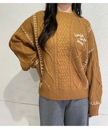 WORLD WIDE LOVE! | 配色ブランケットニット(ニット/セーター)