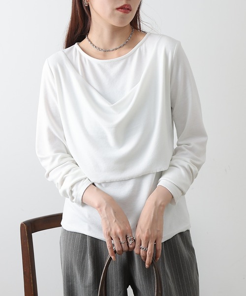 COLONY 2139(コロニートゥーワンスリーナイン)の「レイヤード風カットトップス(Tシャツ/カットソー・レディース・ホワイト/ブラック/グレー・FREE)」の4枚目の写真