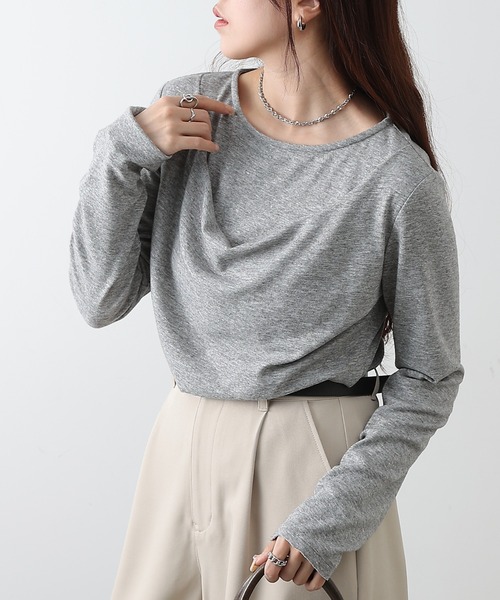 COLONY 2139(コロニートゥーワンスリーナイン)の「レイヤード風カットトップス(Tシャツ/カットソー・レディース・ホワイト/ブラック/グレー・FREE)」の17枚目の写真