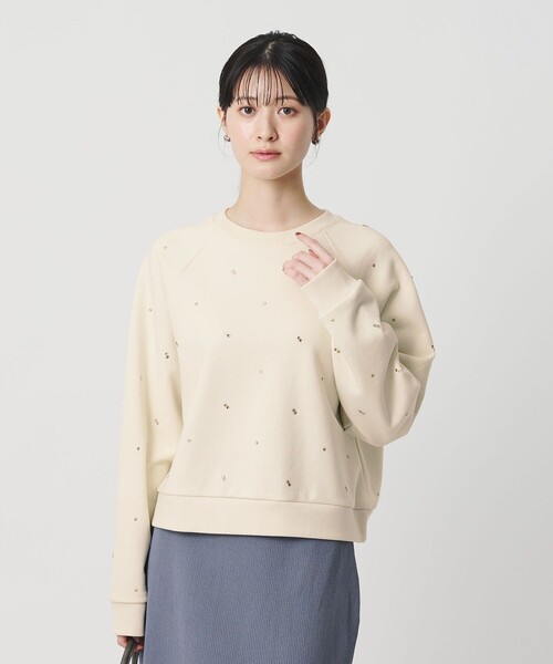 【NEW】ビューティー＆ユース ユナイテッドアローズ（BEAUTY&YOUTH）/コットン裏毛 ラインストーン スウェットプルオーバー コットン裏毛 ラインストーン スウェットプルオーバー（スウェット