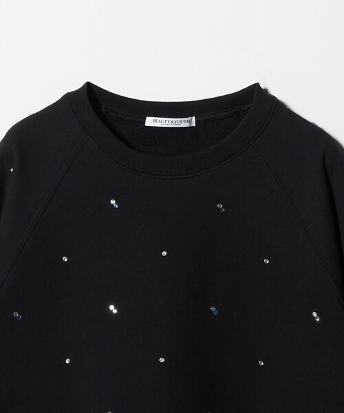 【NEW】ビューティー＆ユース ユナイテッドアローズ（BEAUTY&YOUTH）/コットン裏毛 ラインストーン スウェットプルオーバー コットン裏毛 ラインストーン スウェットプルオーバー（スウェット