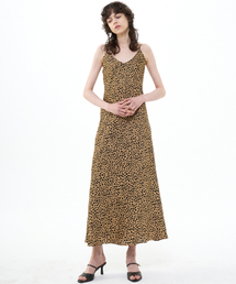 B QUIET（ビークワイエット）の「MAXI SATIN SLIP DRESS LEOPARD_BROWN BLACK（ワンピース）」