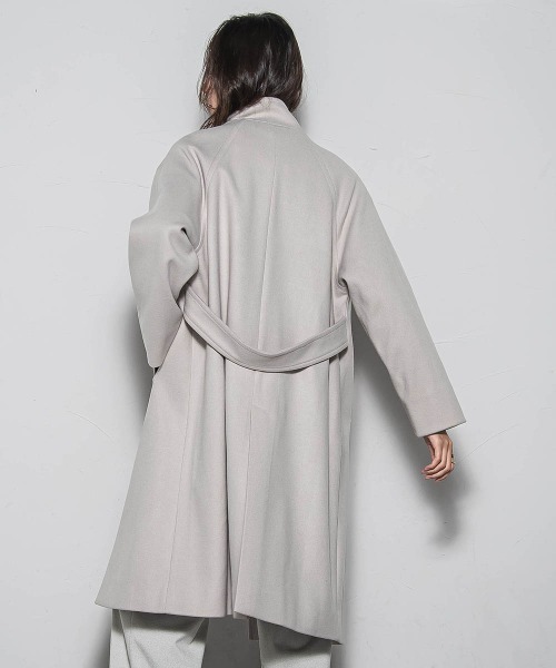 セール】ライトジャージメルトンスタンドカラーロングコート（その他