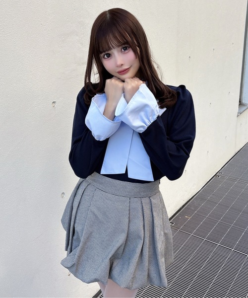 one way（ワンウェイ）の「ボウタイドッキングカットソー（Tシャツ/カットソー・レディース・グレー/ネイビー/ピンク/ブラック・FREE）」の3枚目の写真