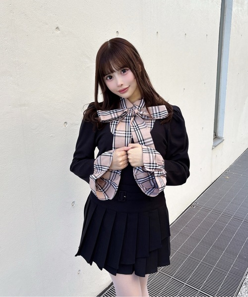 one way（ワンウェイ）の「ボウタイドッキングカットソー（Tシャツ/カットソー・レディース・グレー/ネイビー/ピンク/ブラック・FREE）」の9枚目の写真