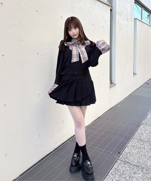 one way（ワンウェイ）の「ボウタイドッキングカットソー（Tシャツ/カットソー・レディース・グレー/ネイビー/ピンク/ブラック・FREE）」の11枚目の写真