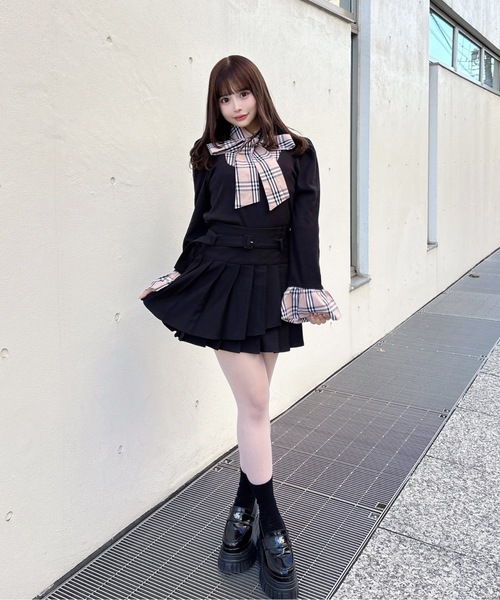 one way（ワンウェイ）の「ボウタイドッキングカットソー（Tシャツ/カットソー・レディース・グレー/ネイビー/ピンク/ブラック・FREE）」の13枚目の写真