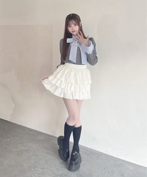 one way（ワンウェイ）の「ボウタイドッキングカットソー（Tシャツ/カットソー・レディース・グレー/ネイビー/ピンク/ブラック・FREE）」の17枚目の写真