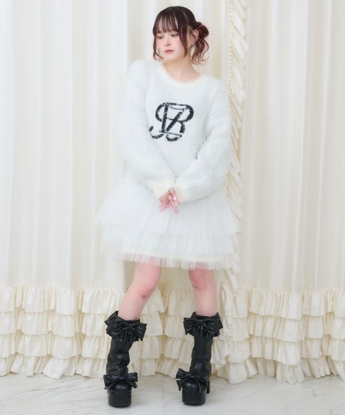 FickleBebe(フィクルベベ)の「ロゴジャガードチュールニット(ニット/セーター・レディース・ブラック/ホワイト・FREE)」の21枚目の写真