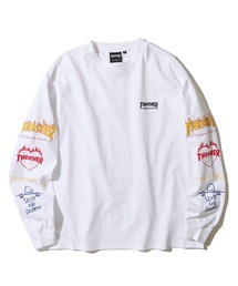 【THRASHER / スラッシャー】ワンポイントロゴ刺繍＆袖ロゴプリント ロングスリーブTシャツ
