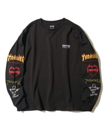 【THRASHER / スラッシャー】ワンポイントロゴ刺繍＆袖ロゴプリント ロングスリーブTシャツ