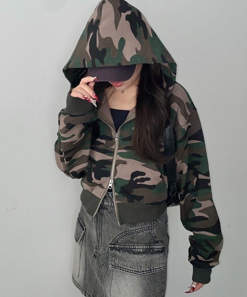 WEGO（ウィゴー）の「WEGO/【26年春新作】ショートZIPパーカー（パーカー・レディース・杢グレー/スミクロ/ピンク/その他1/グレー系その他/その他2・FREE）」の5枚目の写真