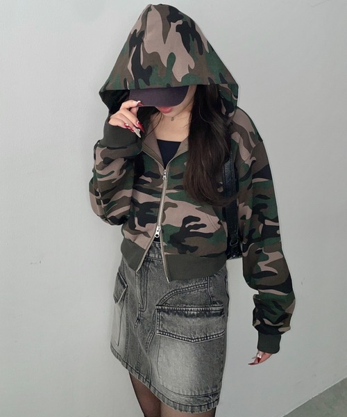 WEGO（ウィゴー）の「WEGO/【26年春新作】ショートZIPパーカー（パーカー・レディース・杢グレー/スミクロ/ピンク/その他1/グレー系その他/その他2・FREE）」の7枚目の写真