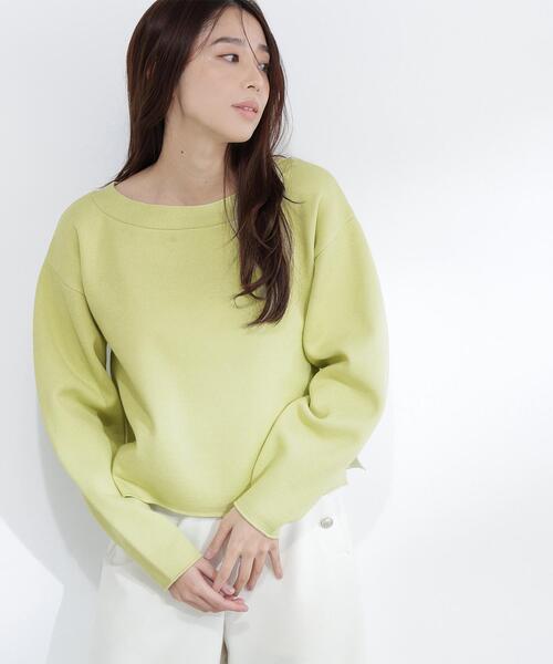 NATURAL BEAUTY BASIC（ナチュラルビューティーベーシック）の「◇スウェットライクフォルムニット（ニット/セーター・レディース・グレー/オフホワイト/ライトグリーン・FREE）」の3枚目の写真