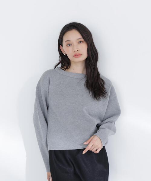 NATURAL BEAUTY BASIC（ナチュラルビューティーベーシック）の「◇スウェットライクフォルムニット（ニット/セーター・レディース・グレー/オフホワイト/ライトグリーン・FREE）」の11枚目の写真