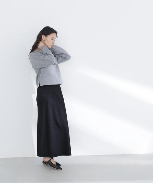 NATURAL BEAUTY BASIC（ナチュラルビューティーベーシック）の「◇スウェットライクフォルムニット（ニット/セーター・レディース・グレー/オフホワイト/ライトグリーン・FREE）」の12枚目の写真