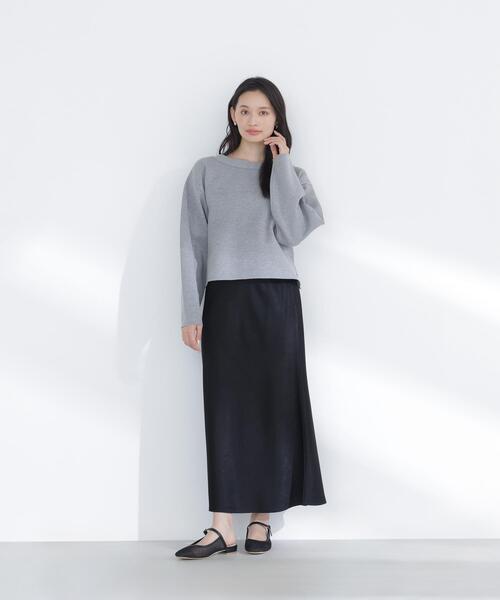 NATURAL BEAUTY BASIC（ナチュラルビューティーベーシック）の「◇スウェットライクフォルムニット（ニット/セーター・レディース・グレー/オフホワイト/ライトグリーン・FREE）」の14枚目の写真