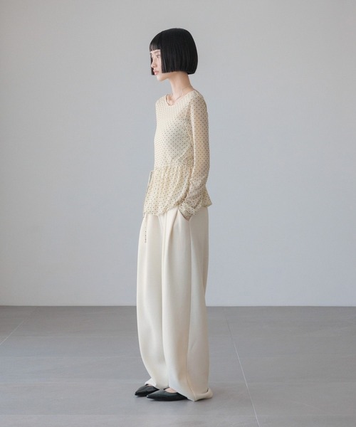 LOWRYS FARM（ローリーズファーム）の「フロッキードットチュールLS　 654901（Tシャツ/カットソー・レディース・ホワイト/ブラック/アイボリー・FREE）」の10枚目の写真