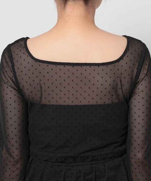 LOWRYS FARM（ローリーズファーム）の「フロッキードットチュールLS　 654901（Tシャツ/カットソー・レディース・ホワイト/ブラック/アイボリー・FREE）」の18枚目の写真