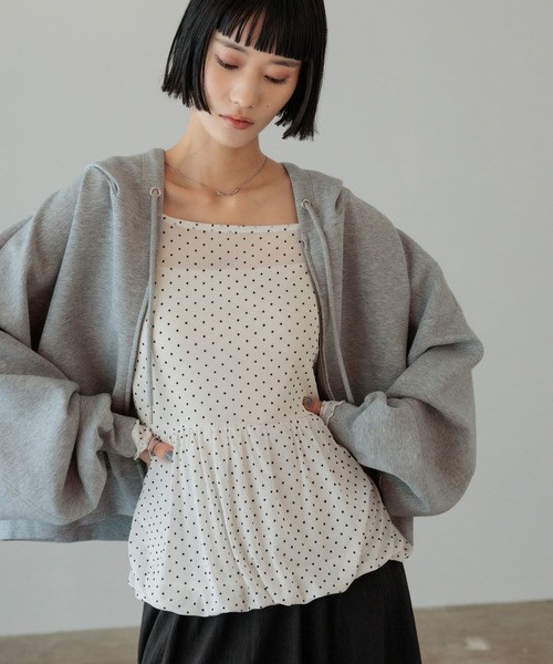 LOWRYS FARM（ローリーズファーム）の「フロッキードットチュールLS　 654901（Tシャツ/カットソー・レディース・ホワイト/ブラック/アイボリー・FREE）」の8枚目の写真