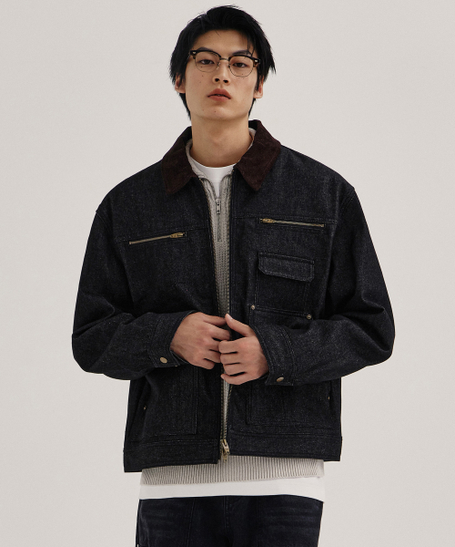 KIIMUIR(キミュア)の「デニムワークジャケット_ブラック(デニムジャケット・メンズ・ブラック・MEDIUM/LARGE)」の1枚目の写真