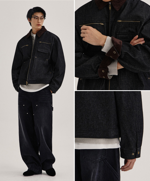 KIIMUIR(キミュア)の「デニムワークジャケット_ブラック(デニムジャケット・メンズ・ブラック・MEDIUM/LARGE)」の5枚目の写真