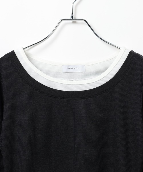PAGEBOY(ページボーイ)の「フェイクレイヤードカットロングスリーブ/レイヤードトップス(Tシャツ/カットソー・レディース・ブラック/グレー/オフホワイト/ブルーグリーン・FREE)」の15枚目の写真